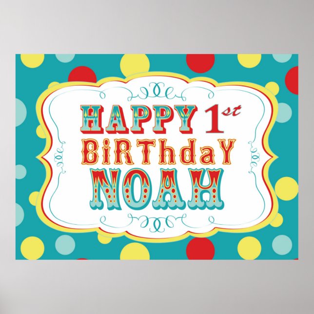 Póster Cartel de cumpleaños de Carnaval o Circo Noah (Frente)