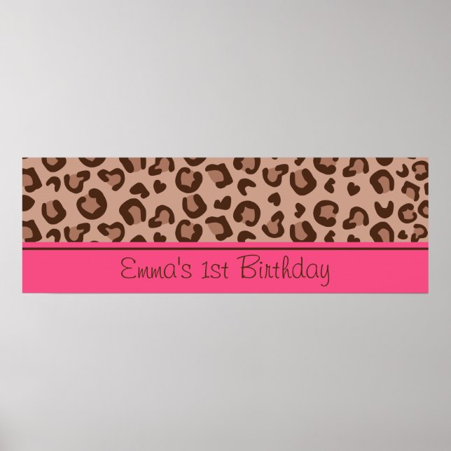 Póster Cartel de cumpleaños de Cheetah Rosa (Frente)