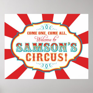 Póster Cartel de cumpleaños de Circo de Carnaval Samson P