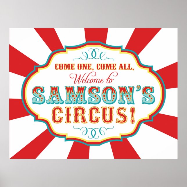 Póster Cartel de cumpleaños de Circo de Carnaval Samson P (Frente)