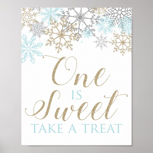 Póster Cartel de cumpleaños de copo de nieve de Winter On (Frente)