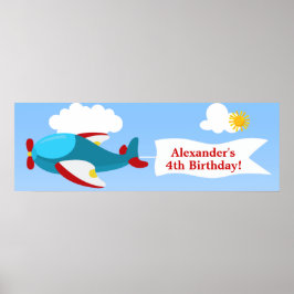 Póster Cartel de cumpleaños de niño en cartel de avión
