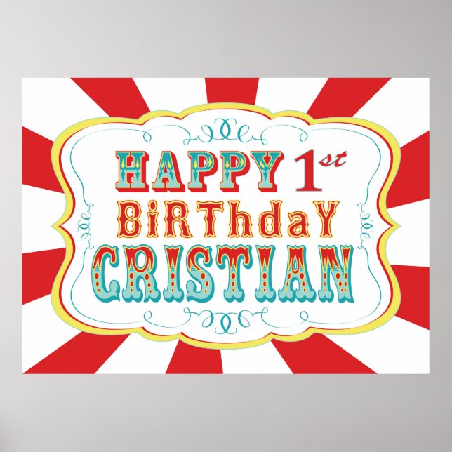 Póster Cartel de cumpleaños del Carnaval o Circo para Cri (Frente)