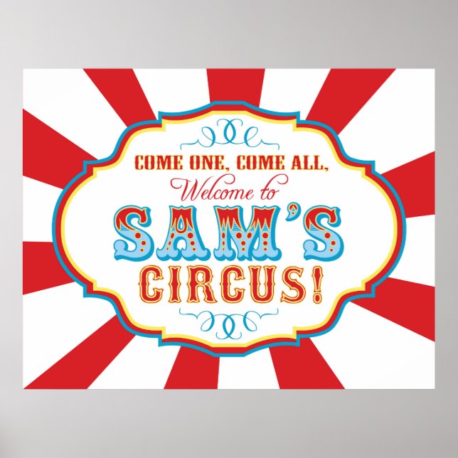 Póster Cartel de cumpleaños del Circo de Carnaval para Sa (Frente)