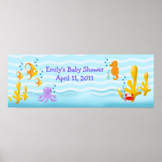 Póster Cartel de cumpleaños del Personalizable Sealife de