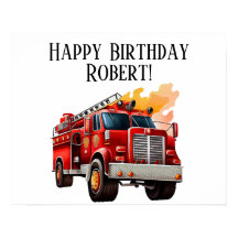Cartel de cumpleaños feliz para niño con camión de