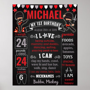 Póster Cartel de cumpleaños Ninja Karate