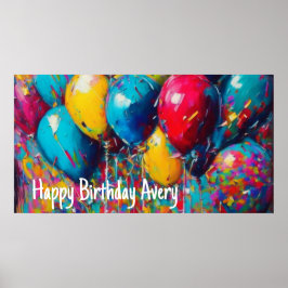 Póster Cartel de cumpleaños personalizado | Globos de col