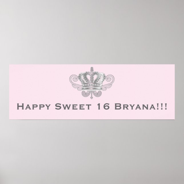 Póster Cartel de cumpleaños rosado real de la corona de m (Frente)