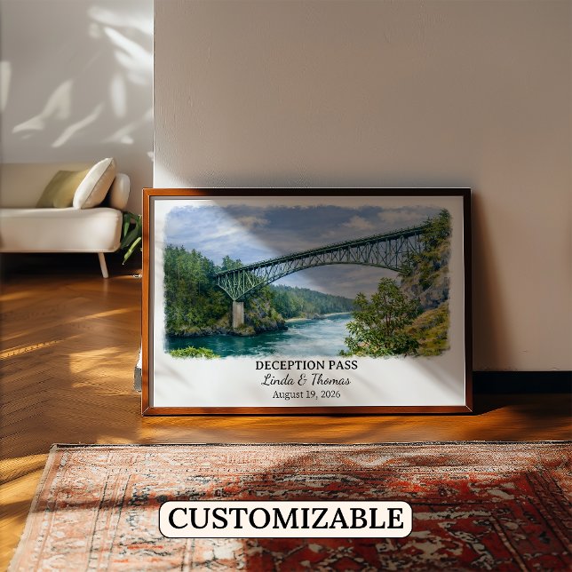 Póster Cartel de Deception Pass Washington, Acuarela, Cus (Subido por el creador)