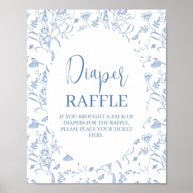 Póster Cartel de Delft Blue Chinoiserie Baby Shower Boy D (Frente)