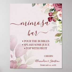 Póster Cartel de Desayuno Mimosa de Rosas Florales para B