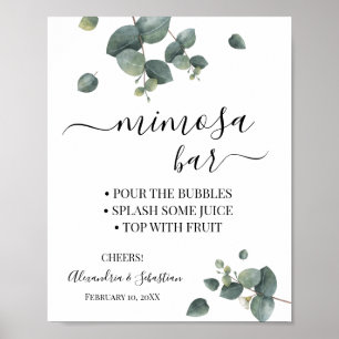 Póster Cartel de Desayuno Nupcial de Mimosa con Verde de 