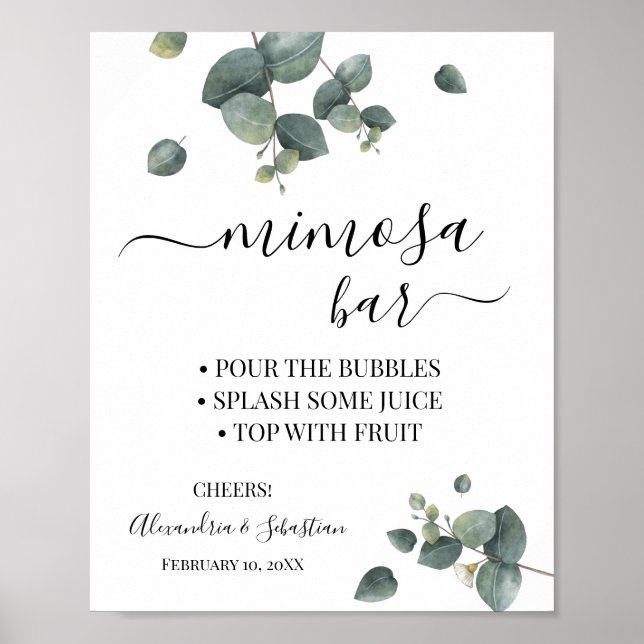 Póster Cartel de Desayuno Nupcial de Mimosa con Verde de  (Frente)
