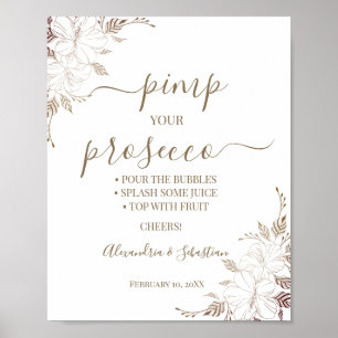 Póster Cartel de Desayuno Nupcial Líneas Florales para tu