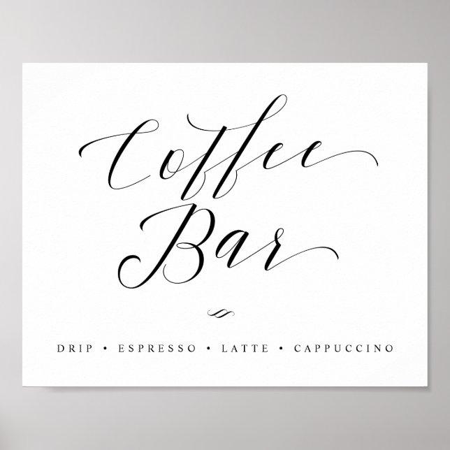 Póster Cartel de Desayuno o Boda con Tema de Café Chic (Frente)