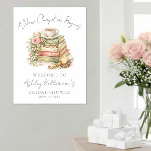 Póster Cartel de Despedida de Soltera Floral de un Nuevo 