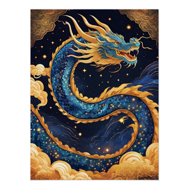 Póster cartel de dragón chino (Anverso)