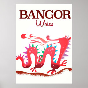 Póster Cartel de dragón de Bangor Gales