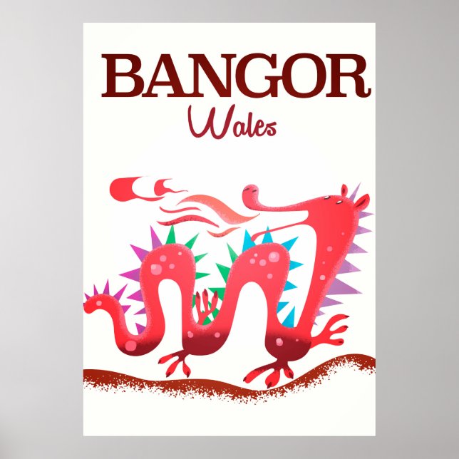 Póster Cartel de dragón de Bangor Gales (Frente)