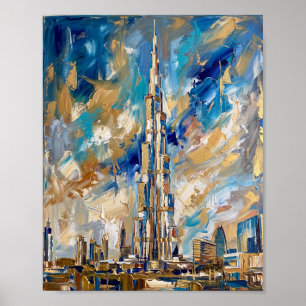 Póster Cartel de Dubái Lujo Pintura al Óleo Abstracta
