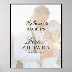 Póster Cartel de ducha de novia con superposición de vell