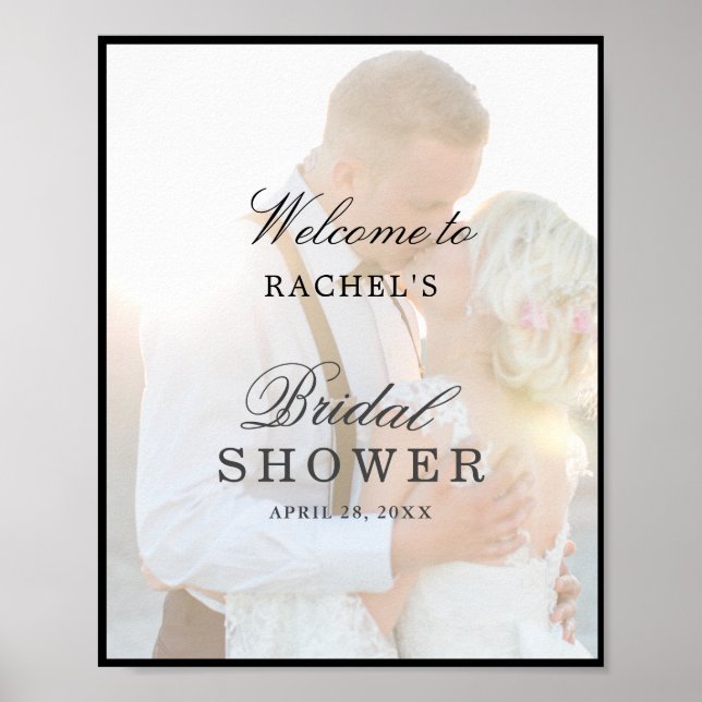 Póster Cartel de ducha de novia con superposición de vell (Frente)