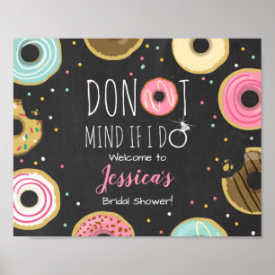 Póster Cartel de ducha de novia Donut Mind If I Do