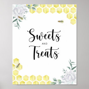 Póster cartel de dulces y golosinas de abeja para baby sh