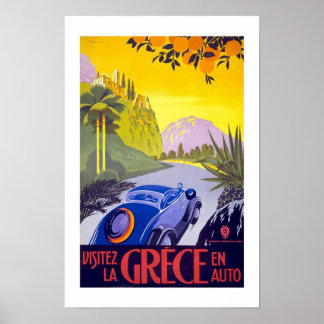 Póster Cartel de época de la visita impresa a Grecia en c