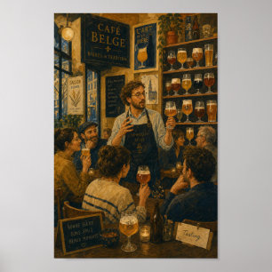 Póster Cartel de escena de café de degustación de cerveza