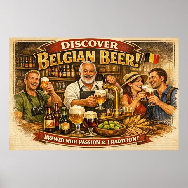 Póster Cartel de escena de taberna de la tradición cervec (Frente)