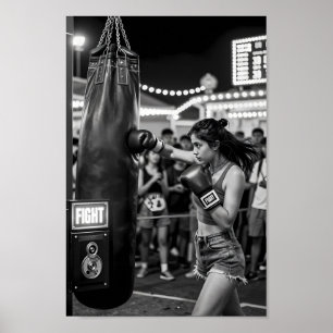 Póster Cartel de Espíritu de Lucha Callejera en Monocromo