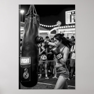 Póster Cartel de Espíritu de Lucha Callejera en Monocromo