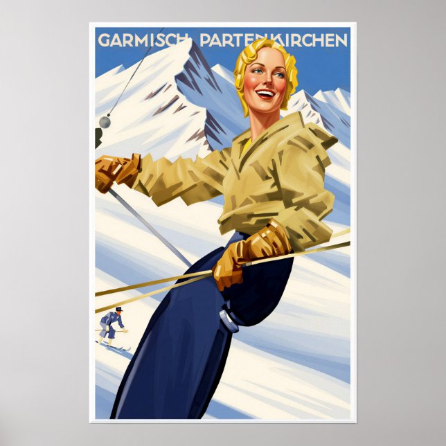 Póster Cartel de esquí de Alemania (Frente)