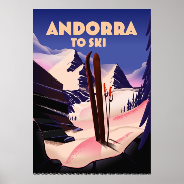 Póster Cartel de esquí de Andorra. (Frente)