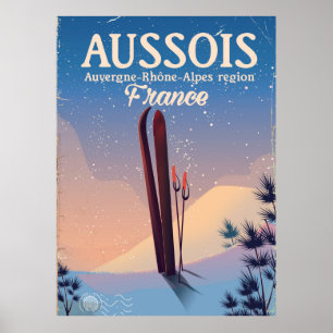 Póster Cartel de esquí de Aussois Auvergne-Rhône-Alpes Fr