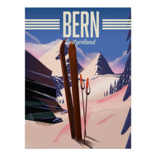 Póster Cartel de esquí de Berna Suiza