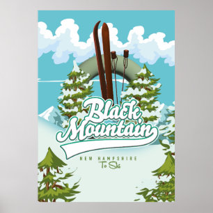 Póster Cartel de esquí de Black Mountain New Hampshire