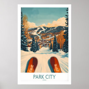 Póster Cartel de esquí de deportes de invierno Park City