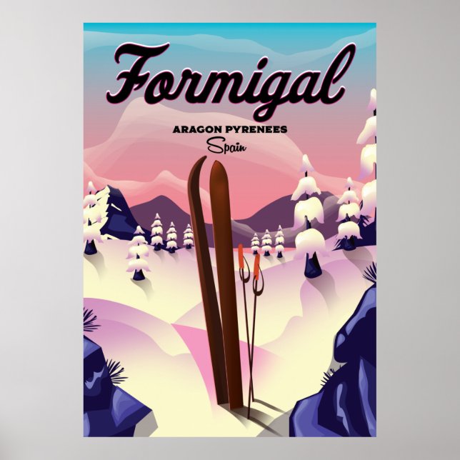 Póster Cartel de esquí de Formigal Aragón España. (Frente)