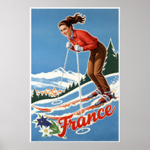 Póster Cartel de esquí de Francia