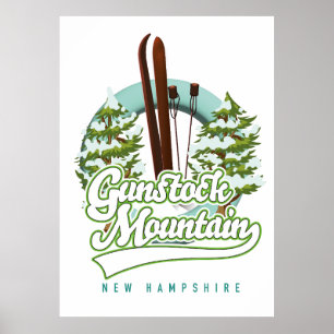 Póster cartel de esquí de Gunstock Mountain New Hampshire