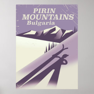 Póster Cartel de esquí de los montes Pirin Bulgaria