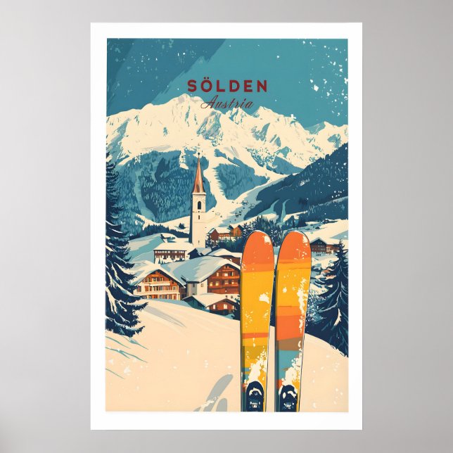 Póster Cartel de esquí de Sölden Austria 1 (Frente)