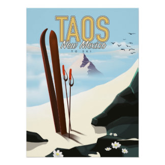 Póster Cartel de esquí de Taos Nuevo México