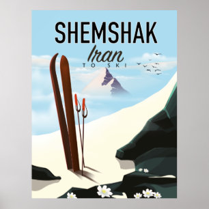 Póster Cartel de esquí Shemshak Irán.