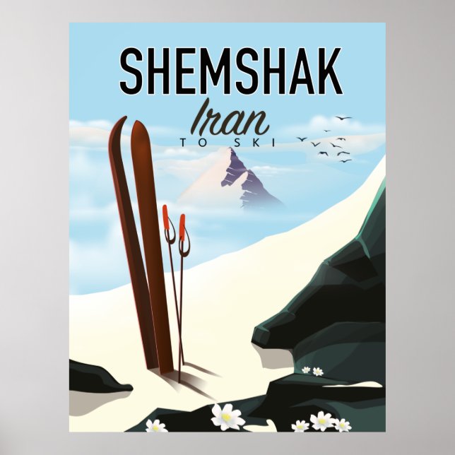 Póster Cartel de esquí Shemshak Irán. (Frente)