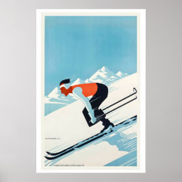 Póster Cartel de esquí vintage de Grenoble Francia
