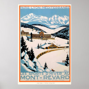 Póster Cartel de esquí vintage Mont Revard Savoie Francia